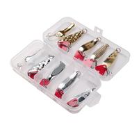 BULAIDAI 10Pcs Spoon Metal Hard Spinner Baits Fishing Lure Spinner Swimbaits Silver Golden Baits Trebles Fishhooks Fishing