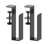 BULAIDAI 2x Aluminum Alloy Headphone Storage Rack Double Hook Design Adjustable for Office Gaming Desk Vertical Space Saving Easy Installation Headphone Stand
