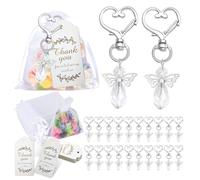 BULAIDAI 30Pcs Wing Keychain Decorative Holder for Baby Showers Wedding Includes Drawstring Bag and Labels Wedding