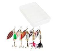 BULAIDAI 5Pcs Long Cast Metal Rotating Fishing Lure with Hook Sequins Artificial Baits Hard Metal Spinner Easy to Use Sequins Artificial Fishing Tackle