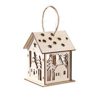 BULAIDAI Christmas Wooden House Decoration with Warm LED Light Illuminated Cottage Ornament for Seasonal Display Sustainable Christmas Party Decoration