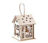 BULAIDAI Christmas Wooden House Decoration with Warm LED Light Illuminated Cottage Ornament for Seasonal Display Sustainable Christmas Party Decoration