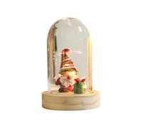 BULAIDAI Compact Desktop Christmas Tree Pre Lit Displaying Festive Santa Reindeer Scene Under Glass Dome for Warm Ambiances Magical Illuminated Christmas Tree in Glass Dome Displaying Santa Snow