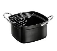 BULAIDAI Cooking Small Cooker with Drainer Rack Japanese Styles Iron Frying Pots Safe Handle Multifunctional Frying Pots with Rack