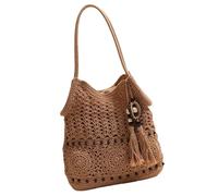 BULAIDAI Ethnic Inspired Crochet Shoulder Bag for Women Large Capacity Woven Handbag Suitable for Beach Days and City Shopping Beach Essential Bag