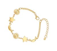 BULAIDAI Fine 14K Gold Celestials Featuring Stars Adjustable Chain Gift Star Beach Charm Design Wristband Adjustable Star