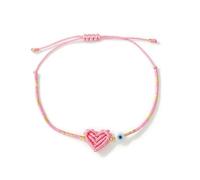 BULAIDAI Lightweight Bead Chain Bangle with Meticulous Handwoven Heart Detail and Protective Evil's Eye Symbol Wrist Accessory