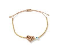 BULAIDAI Lightweight Bead Chain Bangle with Meticulous Handwoven Heart Detail and Protective Evil's Eye Symbol Wrist Accessory