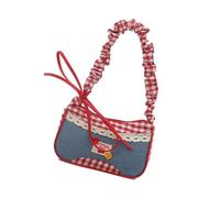 BULAIDAI Lovely Lattice Shoulder Bag Sweet Underarm Bags Bows Drawstring Strap Crossbody Bag Small Purses Handbags Toted Small Crossbody for Women
