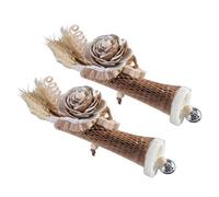 BULAIDAI Parrots Chewing Toy for Large Birds Flower Straw Cage Foraging Toy for Chewing Woven Bouquet Flower Cage Accessories Wood Bird Toy