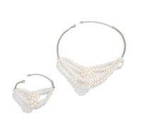 BULAIDAI Sophisticated Multilayer Accessories Knotted Imitation Pearls Necklace and Fashion Beaded Multilayer Jewelry Trendy Pearls Accessories