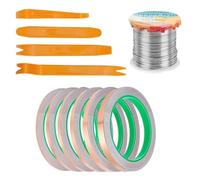 BULAIDAI Stained Glass Set Includes 6Rolls Copper Foil Tape and 65.62ft Long Strong Solder Roll for Window Repair Craft Project Stained Glass Set
