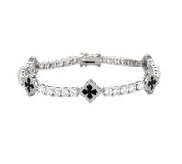 BULAIDAI Stylish 4-Leaf Grass Cubic Zirconia Oxidized Copper 7-8Inch Adjustable Everyday Fashion Jewelry Unisex Four Luck Copper