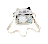 BULAIDAI Stylish Transparent Shoulder Bag Large Capacity Scratch-Resistant Nylon Student Accessory with Cartoon Art Practical Transparent Student Bag