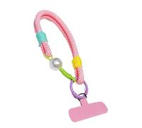 BULAIDAI Twin Purpose Premium Nylon Cell Phone Lanyard Multicolor Braided Cord with Decorative Pearls Detail for Daily Essential Short Rope Phone Cord