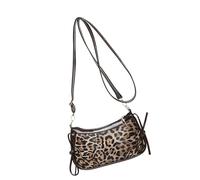 BULAIDAI Vintage Inspired Leopards Print Crossbody Bag Adjustable Shoulder Strap Bows Accent Practical PU Handbag Practical Leopards Bag