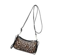 BULAIDAI Vintage Inspired Leopards Print Crossbody Bag Adjustable Shoulder Strap Bows Accent Practical PU Handbag Practical Leopards Bag