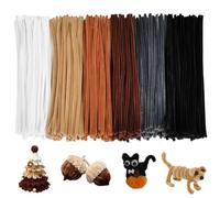 BULANGDE 300 Pipe Cleaners for Craft Flowers, Coloured Pipe Cleaner 12" Long 8mm Thick, Chenille Stems, Fuzzy Wires for Crafts,Classroom,Festival,Party Décor (Black/White/Brown/Coffee/Tan 6 Colours)