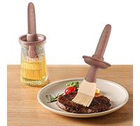 BULANGDE Silicone Pastry Brushes Glass Oil Bottle with Basting Brush 200ml,High Temperature Resistant Household Washable for Kitchen Cooking Baking BBQ Food Egg Portable Dispenser Burgundy (Khaki)
