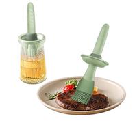 BULANGDE Silicone Pastry Brushes Glass Oil Bottle with Basting Brush 200ml,High Temperature Resistant Household Washable for Kitchen Cooking Baking BBQ Food Egg Portable Dispenser Burgundy (Green)