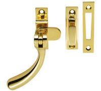 Bulb Ended Casement Window Fastener 98mm Handle 45mm Centres Polished Brass
