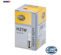 HELLA 8GH 008 417-012 Bulb - H21W - Heavy Duty - 24V - 21W - Socket Type: BAY9s - Box - Quantity: 10