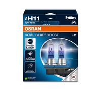 OSRAM COOL BLUE® BOOST, H11, halogen headlight lamps, up to 5500K, Hanging folding box (2 lamps), offroad use only