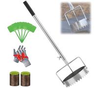 Bulb Planter Sod Remover Multipurpose, Mulch Film Hole Puncher Tool with Retractable Handle and Adjustable Plug for Turf Sod Cutter, Grass Planter for Greenhouse Planting, Lawn Care and Garden Work