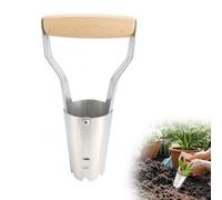 Bulb Planter Tool Chromed Plated Steel- Dibber for Planting Bulbs with Ergonomic Wooden Handle and Depth Mark for Garden Planting Transplanting Lifting