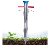 Bulb Planter Tool with Long Handle, Durable 304 Stainless Steel Dual Handle Design for Easy Soil Pushing, Ideal for Transplanting Flowers and Seedlings