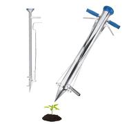 Bulb Planting Tool, Long-Handled Stainless Steel Transplanter with Non-Slip Grip & Spacing Ruler, Ideal Gardening Tool for Efficient Seedling Transplanting