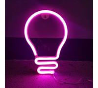 Bulb Shape Neon Signs LED Night Light Neon Lights USB Charging/Battery Operated Neon Wall Lights Neon Decorative Lights for Home Bedroom Bar Christmas Wedding Birthday Party (Pink Light Bulb)