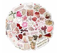 BulbaCraft 100Pcs Coquette Stickers - Coquette Aesthetic, Small Waterproof Pink Sticker Sheets for Phone Cases, Gifts for Women & Men