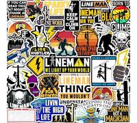 BulbaCraft 100Pcs Lineman Stickers for Hard Hats, Lineman Hard Hat Stickers, Line Worker Vinyl Decals - Line Worker Gifts for Men, Field Technician Party Decorations, Gifts for Women & Men