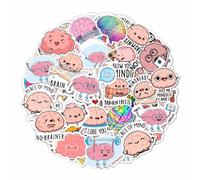 BulbaCraft Brain Stickers for Water Bottle and Laptop - Brain Party Favors & Decorations, Waterproof Vinyl Decals, Science and Anatomy Stickers, Gifts for Women & Men