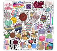 BulbaCraft Crochet & Knitting Stickers - White, Cartoon, Single Use, 100 Pieces, Decorative, Knitting & Crochet Symbols, Minimalist, Die-cut, Round, Indoor Use