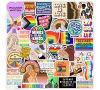 BulbaCraft Diversity & Inclusion Stickers for Water Bottle and Laptop - Social Awareness Party Supplies & Decorations, Waterproof Vinyl Unity Decals, Diversity Stickers Laptop, Gifts for Women & Men