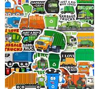 BulbaCraft Garbage Truck Stickers (100 Realistic Cartoon Stickers for Kids, Outdoor Use on Vehicles, Walls, Hard Surfaces)