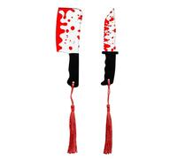Bulbasaur 2pcs Halloween Bookmarks Set, Blood Splatter Knife Acrylic Book Markers with Red Tassels for Horror Creepy Crime Book Lovers (2pcs Set B)