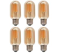 Bulbright 6PACK Dimmable LED Filament Bulb T45 4W LED Light Bulb, E27 Base, Warm White 2700K, 40W Incandencent Replacement, LED Decorative Light Bulb, Amber Glass (Pack of 6)