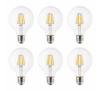 Bulbright 6PACK Vintage LED Filament Bulb G95-8W LED Light Bulb, Medium Screw E27 Base, Clear Warm White 2700K, LED Edison Bulb 70W Equivalent, 220VAC, Dimmable (8)