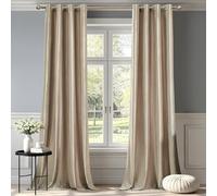 BULBUL Champagne Velvet Curtains 96 Inch Length - 2 Panels Blackout Window Drapes for Living Room and Bedroom, Beige Thermal Insulated Room Darkening Decor With Grommets