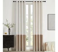 BULBUL Cream Ivory Champagne Luxury Velvet Curtains 84 inch,Color Block