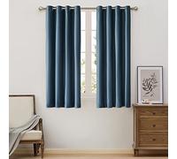 BULBUL Living Room Velvet Window Curtains - 2 Panels, 63 Inch Long, Stone Grayish Blue, Blackout Drapes, Thermal Insulated, Room Darkening, Grommet Curtains for Bedroom