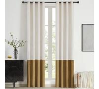 BULBUL Luxury Cream Gold Curtains 84 inches for Modern Living Room