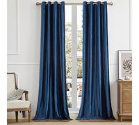 Bulbul Navy Blue Velvet Curtains - 2 Panels, 120 inch Length - Living Room Blackout Drapes with Thermal Insulation and Room Darkening Effect - Grommet Curtains for Bedroom