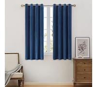 Bulbul Navy Blue Velvet Curtains - 2 Panels, 63 inch Length - Living Room Blackout Drapes with Thermal Insulation and Room Darkening Effect - Grommet Curtains for Bedroom