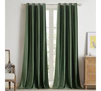BULBUL Olive Green Velvet Curtains 72 inch Luxury Emerald Elegant Living Room Curtain Blackout Privacy Modern Thermal Insulated Soundproof Room Darkening Drapes for Classical Bedroom Set of 2