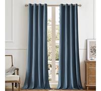 BULBUL Velvet Dirty Blue Blackout Curtains 102 inch Long for Living Room