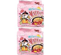 Buldak Carbonara Instant Noodles 130g (Pack of 10) - Korean Spicy Creamy Carbonara Ramen (Pink Pack) | Hot Chicken Flavour Noodles | Perfect for Spice Lovers | Popular Korean Favorite